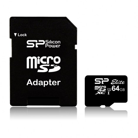 Silicon Power | Elite UHS-I | 64 GB | MicroSDXC | Flash memory class 10 | SD adapter - 2